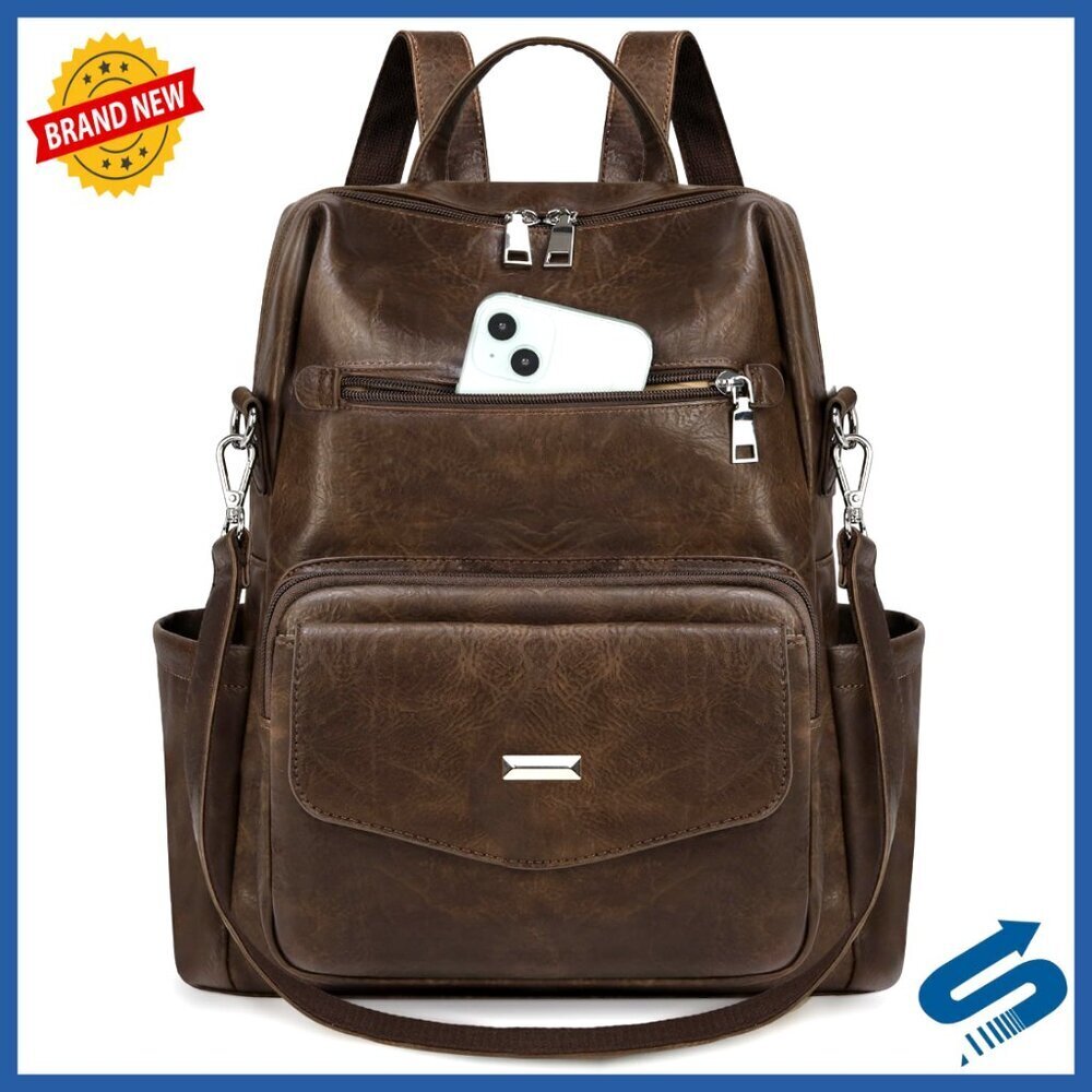 Convertible Backpack Purse Vegan Leather Anti-Theft Laptop Bag Chic Travel Work